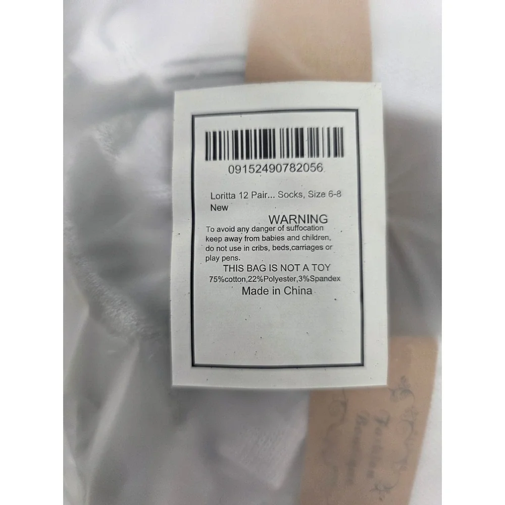 Loritta 12 Pair Womens Ankle Socks White Grey Cotton Blend Size 6-8 New